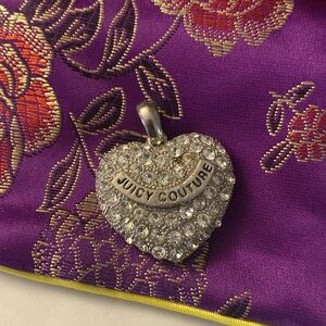 Vintage Juicy Couture Chunky Bling Heart Crystal Embellished Necklace Pendant